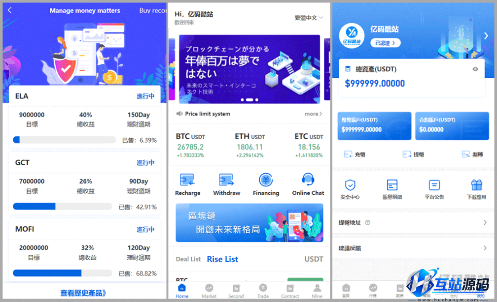 Hotcoin多语言区块链交易所源码下载/币币合约秒合约系统+质押理财平台源码